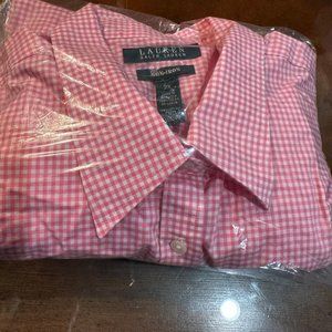 Women's Ralph Lauren Pink Gingham Blouse in Size 2X NWOT